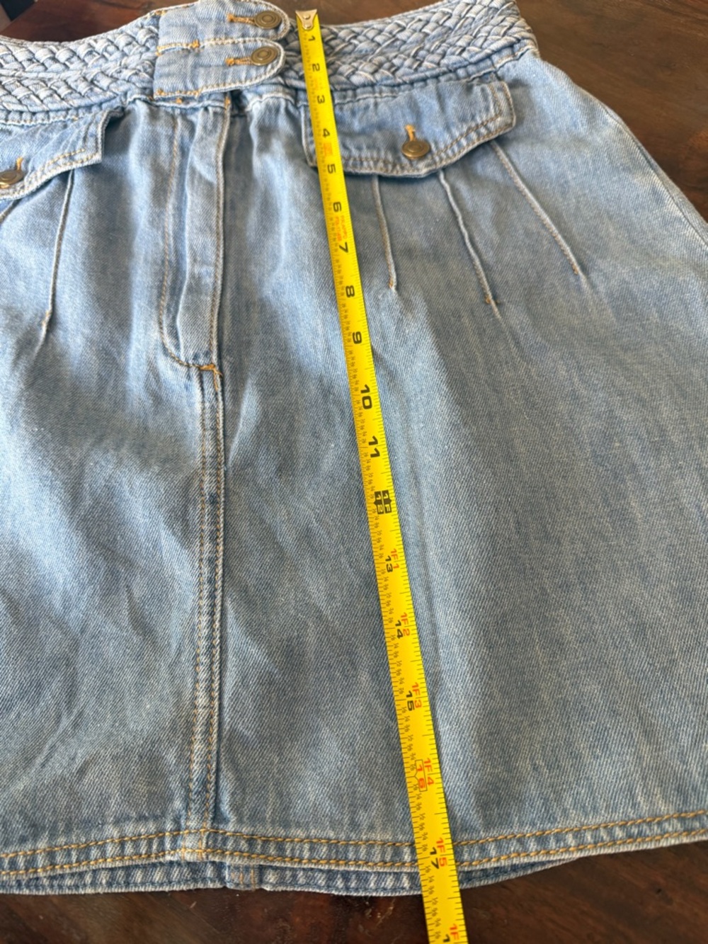 Free People Denim Mini Skirt with Braided Waist - Picture 7 of 8